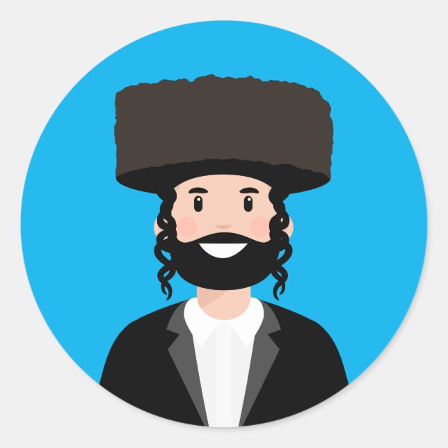 Jewish Man in Shtreimel hat Classic Round Sticker (Front)