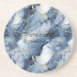 Jewish marble effect Shabbat Coaster