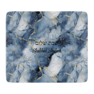 Jewish marble effect Shabbat Glass Cutting Board