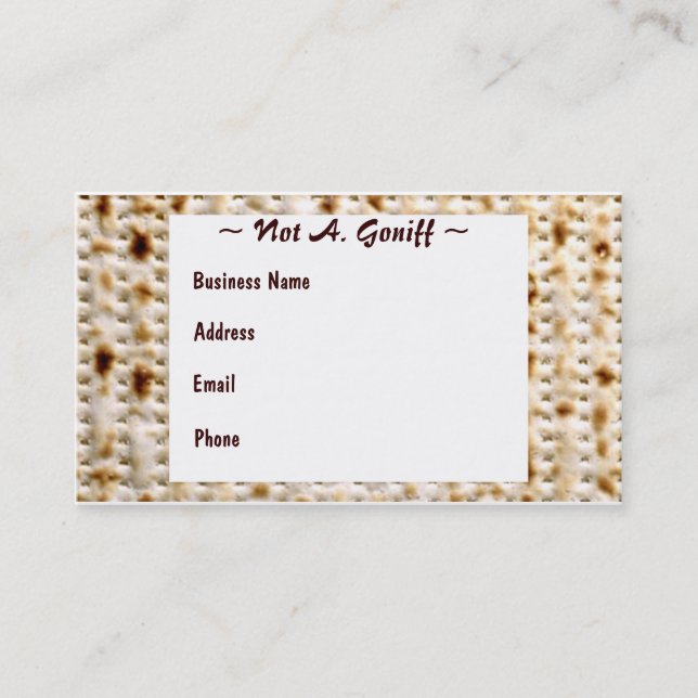 Jewish Matzoh Business Card ~ Customise! (Front)