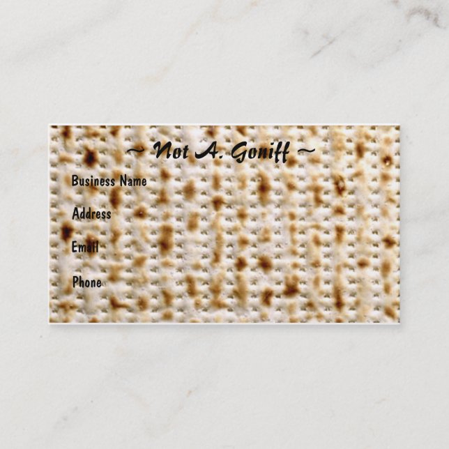 Jewish Matzoh Business Card ~ Customise! (Front)