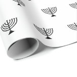 Jewish menorah black and white pattern Hanukkah Wrapping Paper<br><div class="desc">Jewish menorah black and white pattern.
This wrapping paper is great for Hanukkah, Chanukah, bar mitzvah, bat mitzvah, Shabbat and Jewish Holidays.</div>