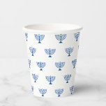 Jewish menorah blue and white pattern Hanukkah Paper Cups<br><div class="desc">Jewish menorah blue and white pattern Hanukkah,  bar mitzvah,  bat mitzvah,  Shabat,  Jewish Holidays,  elegant Paper Cups</div>