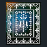 Jewish Menorah Crown Faux Lace Papercut Art Print<br><div class="desc">Display this stunning art print in the frame of your choosing. This white faux lace papercut design can be placed on any background texture or colour of your choosing.</div>