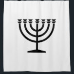 Jewish Menorah (Symbol of Judaism) Shower Curtain<br><div class="desc">This design features an illustration of a menorah, used by Jewish people to celebrate the eight-day holiday of Hanukkah. The menorah is a nine-branched candelabrum that is lit during Hanukkah. Eight of the nine branches hold lights (candles or oil lamps) that symbolise the eight nights of the holiday; on each...</div>