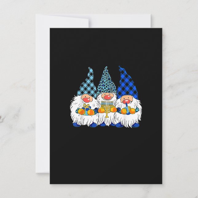 Jewish Menorah Three Gnomes Happy Chanukah Gnome H Invitation (Front)