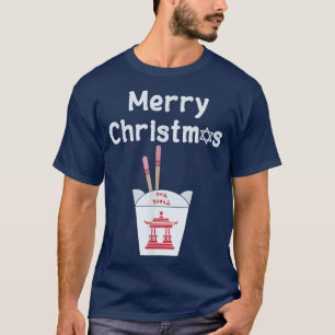 Jewish Merry Christmas Hanukkah Diner Chinese Fast T-Shirt