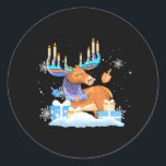 Jewish Moose Funny Hanukkah Moose Pyjamas Girls Classic Round Sticker<br><div class="desc">Jewish Moose Funny Hanukkah Moose Pyjamas Girls</div>