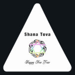 Jewish New Year Shana Tova Triangle Sticker<br><div class="desc">Jewish New Year and happy religious Star features Hebrew Star of David and greetings for a Happy New Year.</div>