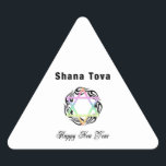 Jewish New Year Shana Tova Triangle Sticker<br><div class="desc">Jewish New Year and happy religious Star features Hebrew Star of David and greetings for a Happy New Year.</div>