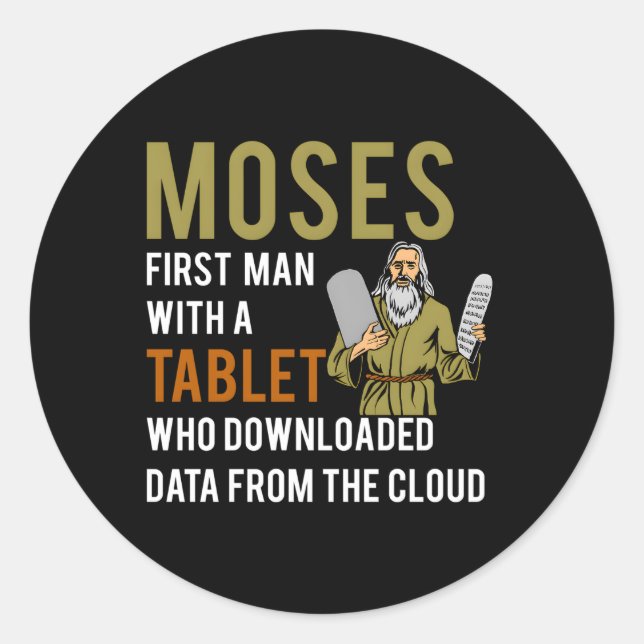 Jewish Passover Moses Tablet Data Cloud Computing Classic Round Sticker (Front)
