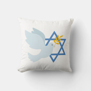 Jewish Peace Dove and Star of David Throw Pillow 