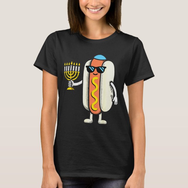 Jewish Pjs Hotdog Funny Food Hanukkah Pajamas Chan T-Shirt (Front)