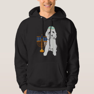 Jewish Poodle Dog Menorah Hanukkah Pajamas Chanuka Hoodie