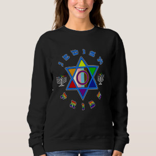 Jewish Pride Menorah Star LGBTQ Inclusivity Sweatshirt