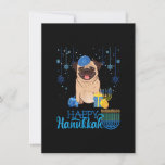 Jewish Pug Dog Menorah Hat Chanukah Hanukkah Jewis Invitation<br><div class="desc">Funny christmas t shirt men,  funny xmas tshirt men,  funny Christmas gift shirt kids,  funny thanksgiving gift shirt,  thanksgiving t shirt men,  thanksgiving t-shirt women</div>