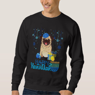 Jewish Pug Dog Menorah Hat Chanukah Hanukkah Jewis Sweatshirt