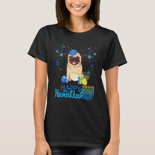 Jewish Pug Dog Menorah Hat Chanukah Hanukkah Jewis T-Shirt