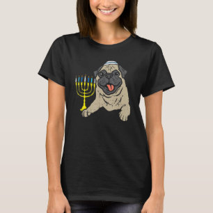 Jewish Pug Dog Menorah Ugly Hanukkah Pyjamas Chanu T-Shirt