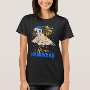 Jewish Pug Menorah Happy Hanukkah Chanukah Dog T-Shirt
