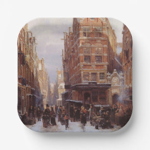 Jewish Quarter in Amsterdam (Vintage City Scene) Paper Plate