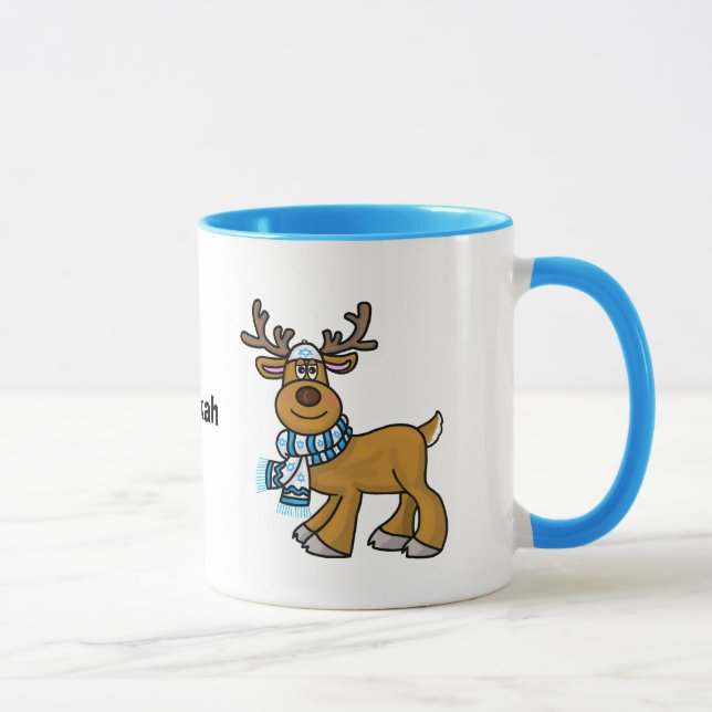 Jewish Reindeer Wearing Yarmulke Chrismukkah Mug (Right)