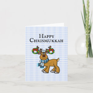 Jewish Reindeer with Wreaths Chrismukkah Card