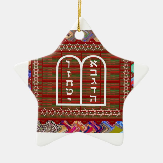 Jewish Religious Spiritual Ritual Art effects gift Ceramic Tree Decoration (Front)