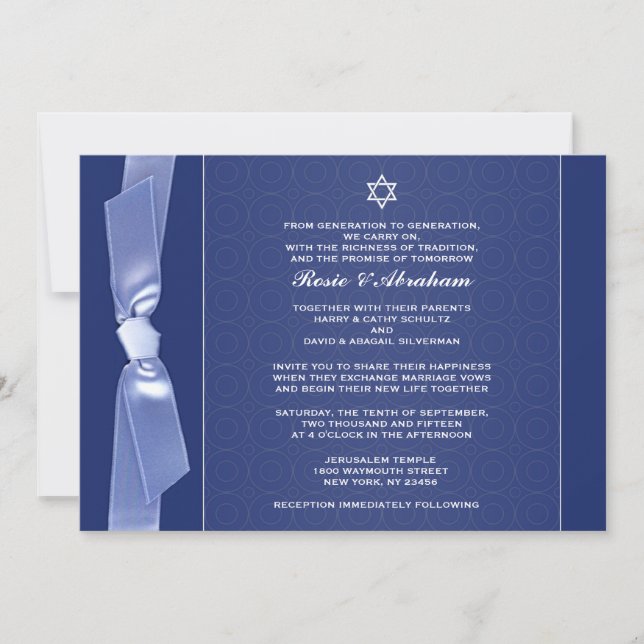 Jewish Ribbon Wedding Flat Invitations (Front)