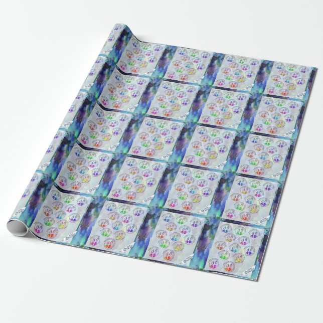 Jewish Sabbath Greetings Around the World Sticker Wrapping Paper (Unrolled)