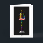 Jewish Shabbat Shalom Menorah card<br><div class="desc">6 flames of this cheerful menorah representing the days of creation are pointing toward the central flame, which represents the 7th day of creation when God saw that all He had made was very good, and He rested. It's representative of our Shabbat, the 7th day of the week when we...</div>