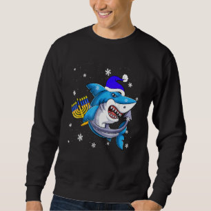 Jewish Shark Menorah  Hanukkah Chanukah Animal Sweatshirt