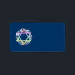 Jewish Star Colours Label<br><div class="desc">Jewish Star in pastel colours on flame tattoo perfect for hebrew holidays,  passover,  hanukkah or rosh hoshanah.</div>