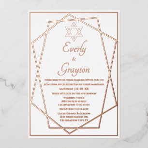Jewish Star Geometric Frame Rose Gold Wedding   