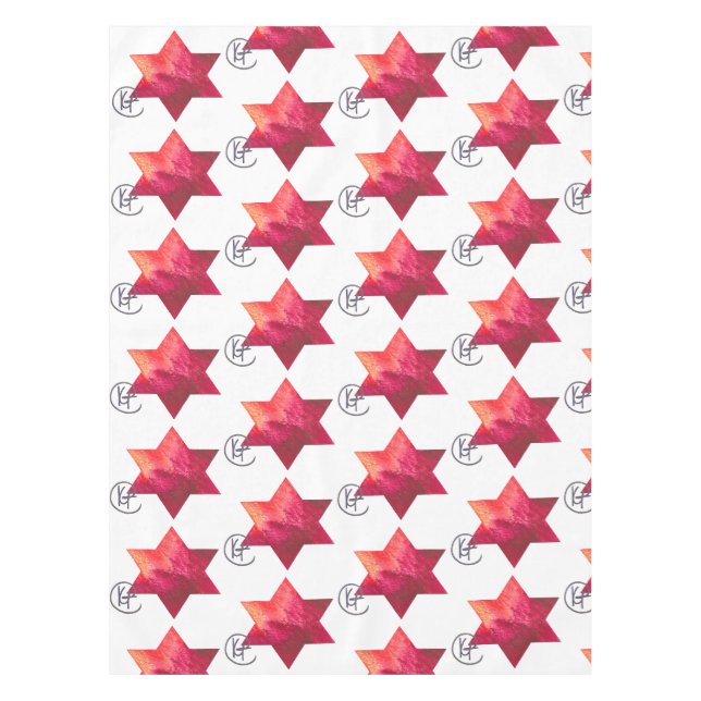Jewish Star Heart of Fire Art Tablecloth (Front)