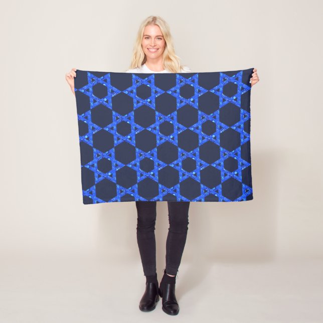 Jewish Star of David Fleece Blanket in Blue © (In Situ)