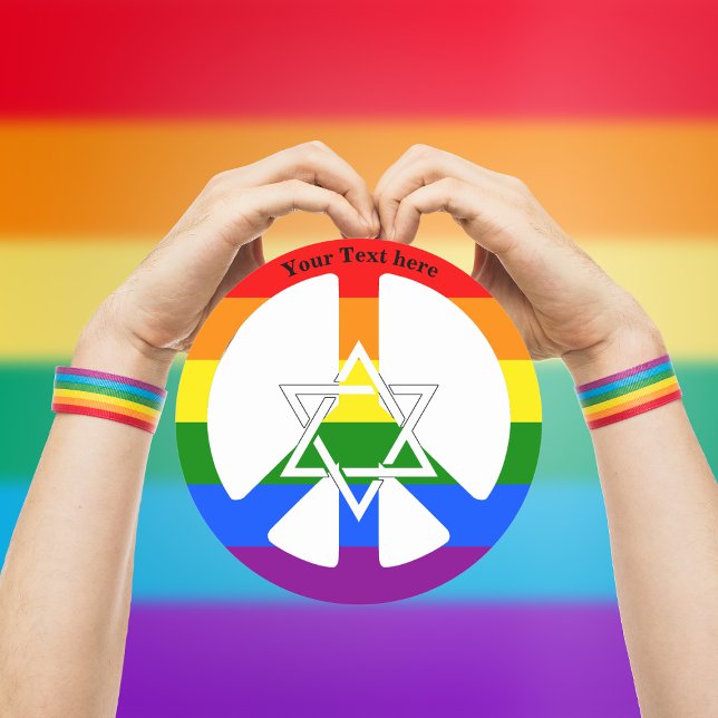 Jewish Star of David Gay Praid Rainbow Flag Peace  Classic Round Sticker (Creator Uploaded)