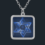Jewish Star of David Shines Silver Plated Necklace<br><div class="desc">Personalise it with recipient's initial/name or delete if you'd rather have it without text. Original design by riverme* ©2012.</div>