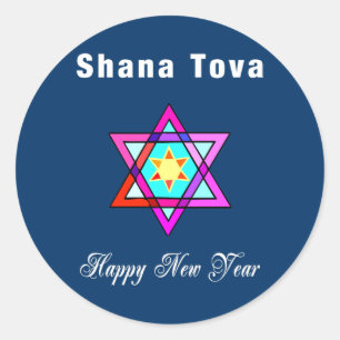 Jewish Star Shana Tova Classic Round Sticker