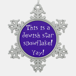 Jewish Star Snowflake Pewter Christmas Ornament