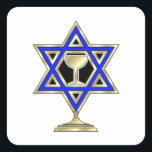 Jewish Star  Square Sticker<br><div class="desc">Jewish gifts and gift ideas featuring beautiful Jewish Star of David with a wine glass in the centre.</div>