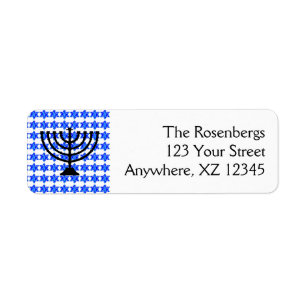 Jewish Stars & Menorah Return Address Label
