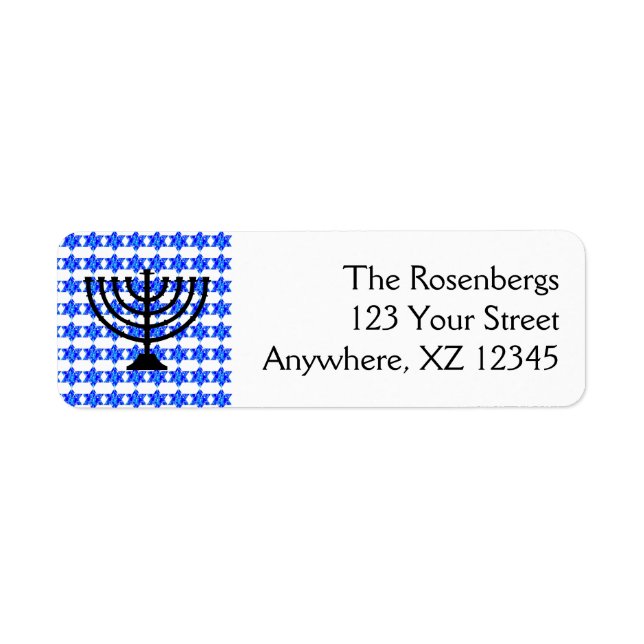 Jewish Stars & Menorah Return Address Label (Front)