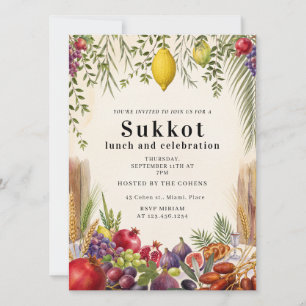 Jewish Sukkot Celebration Sukkah Etrog Lulav Invitation