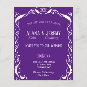 Jewish Swirl frame wedding Invitation Flyer