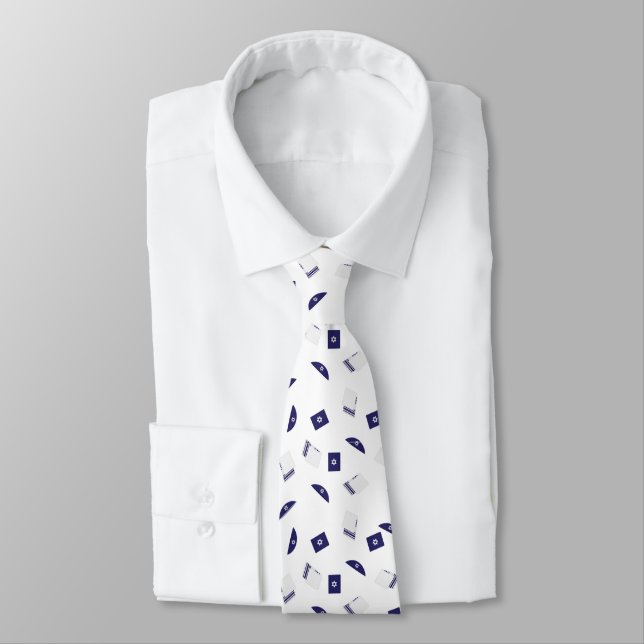 Jewish symbols pattern tie (Tied)