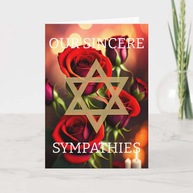 Jewish Sympathy Card - Red Roses (Front)
