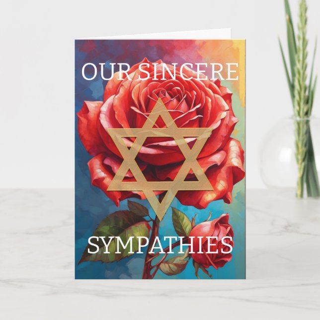 Jewish Sympathy Card - Red Roses (Front)