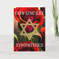 Jewish Sympathy Card - Red Roses