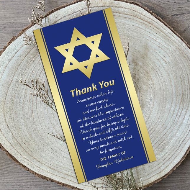 Jewish Sympathy Thank You Photo Card Star of David (Creator Uploaded)